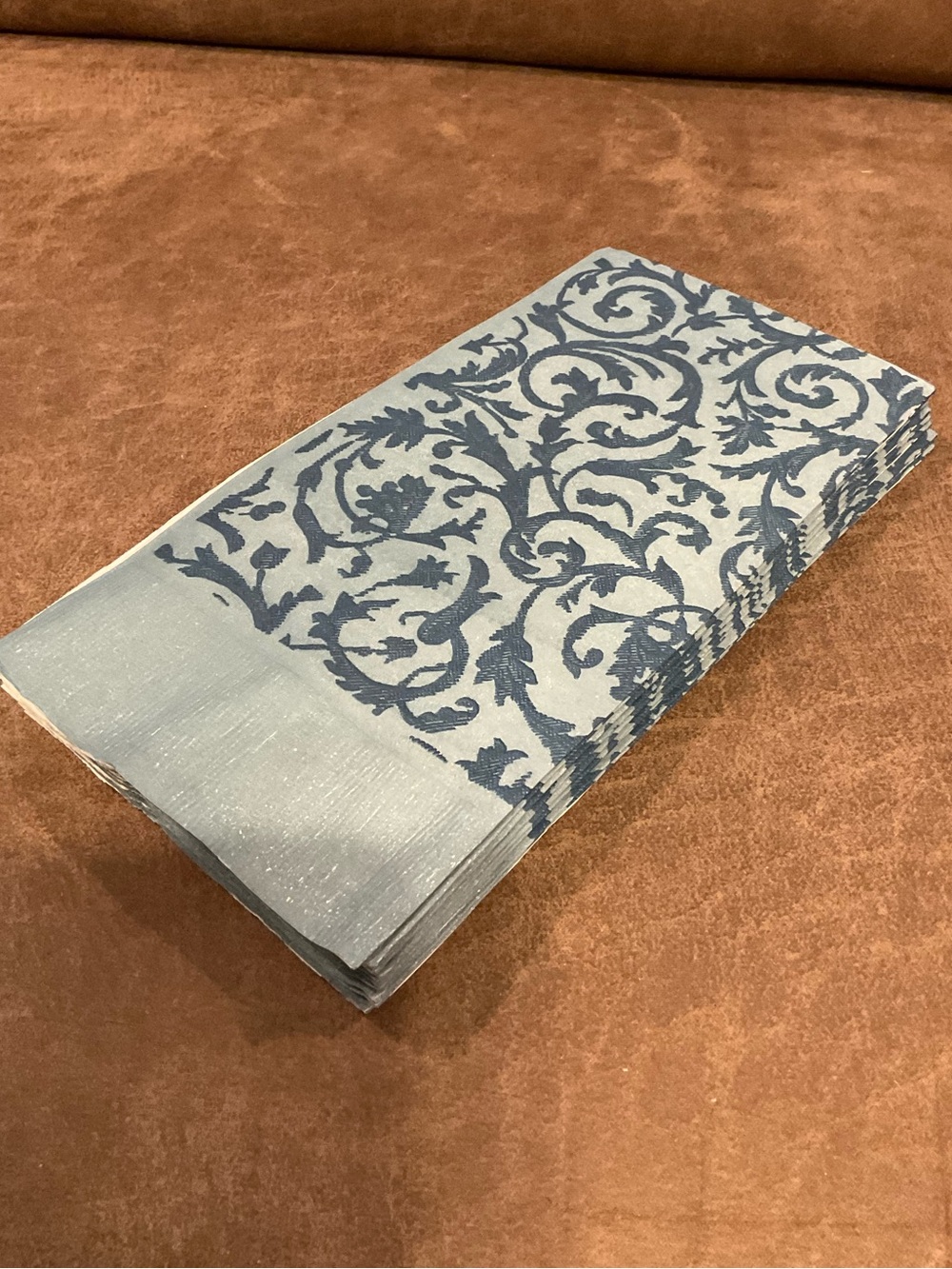Blue Damask Paper Guest Towels